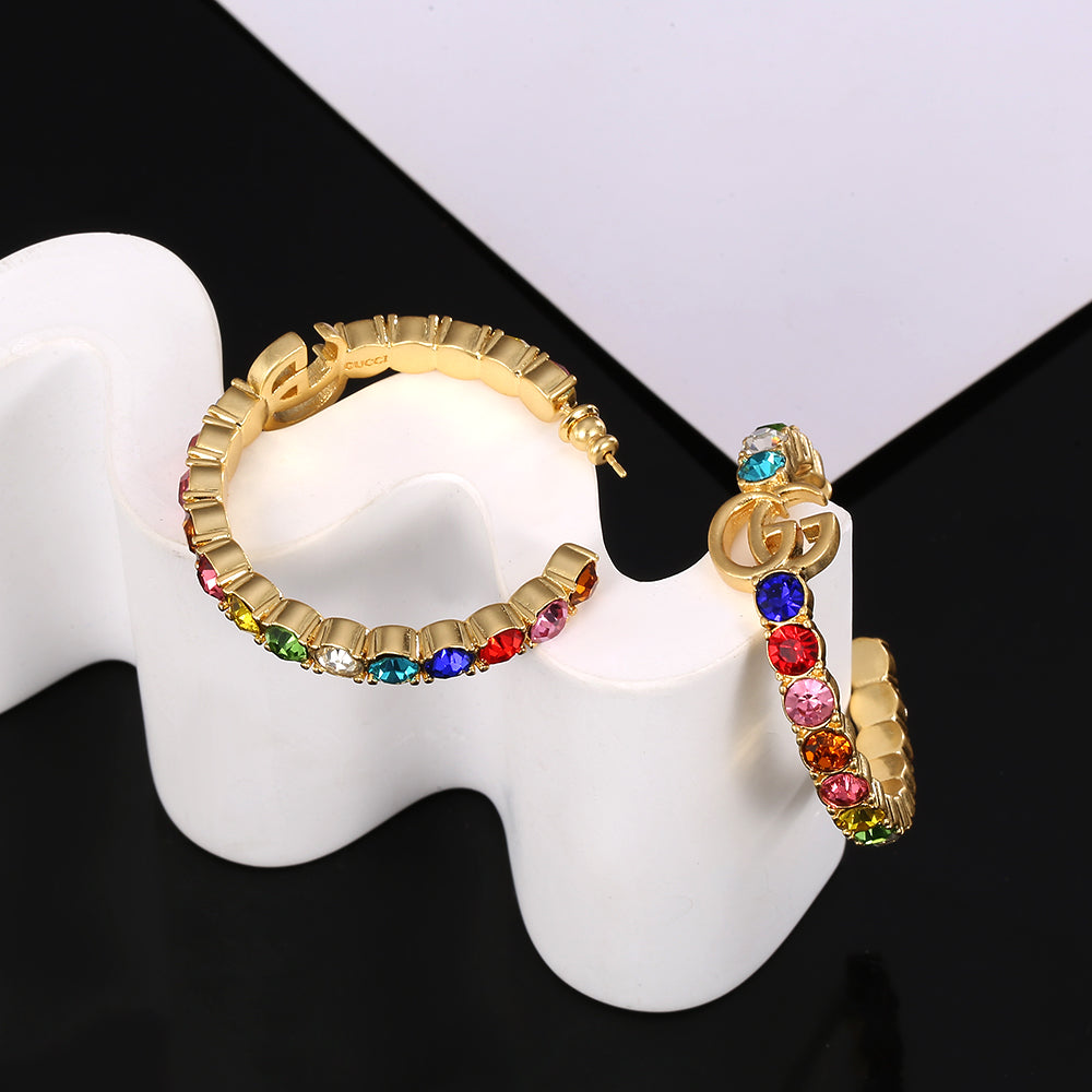 18K Double Gucci Circle Earrings