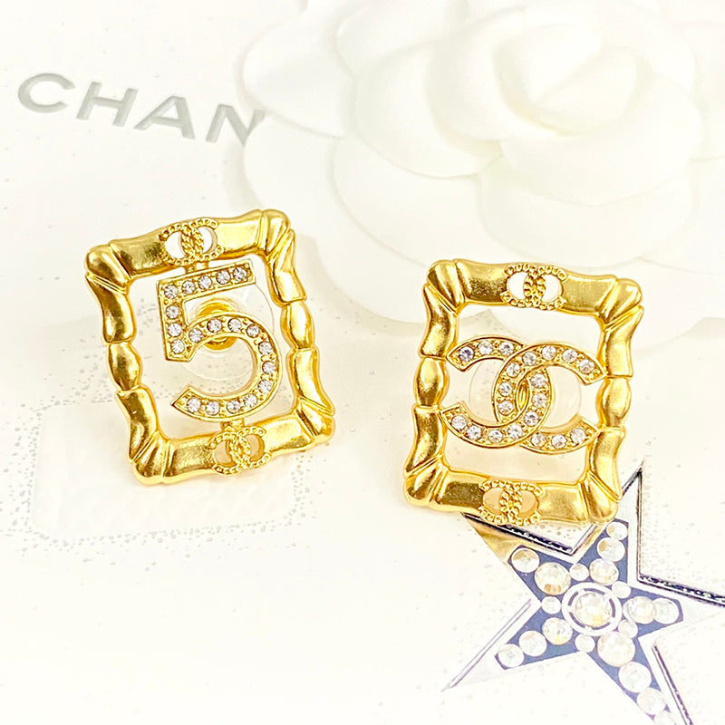 18K  Chanel No.5 Square Diamond Earrings