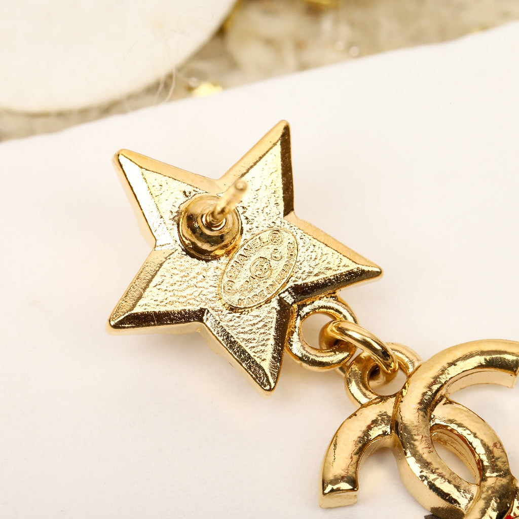 18K  Chanel Star Crystals Earrings