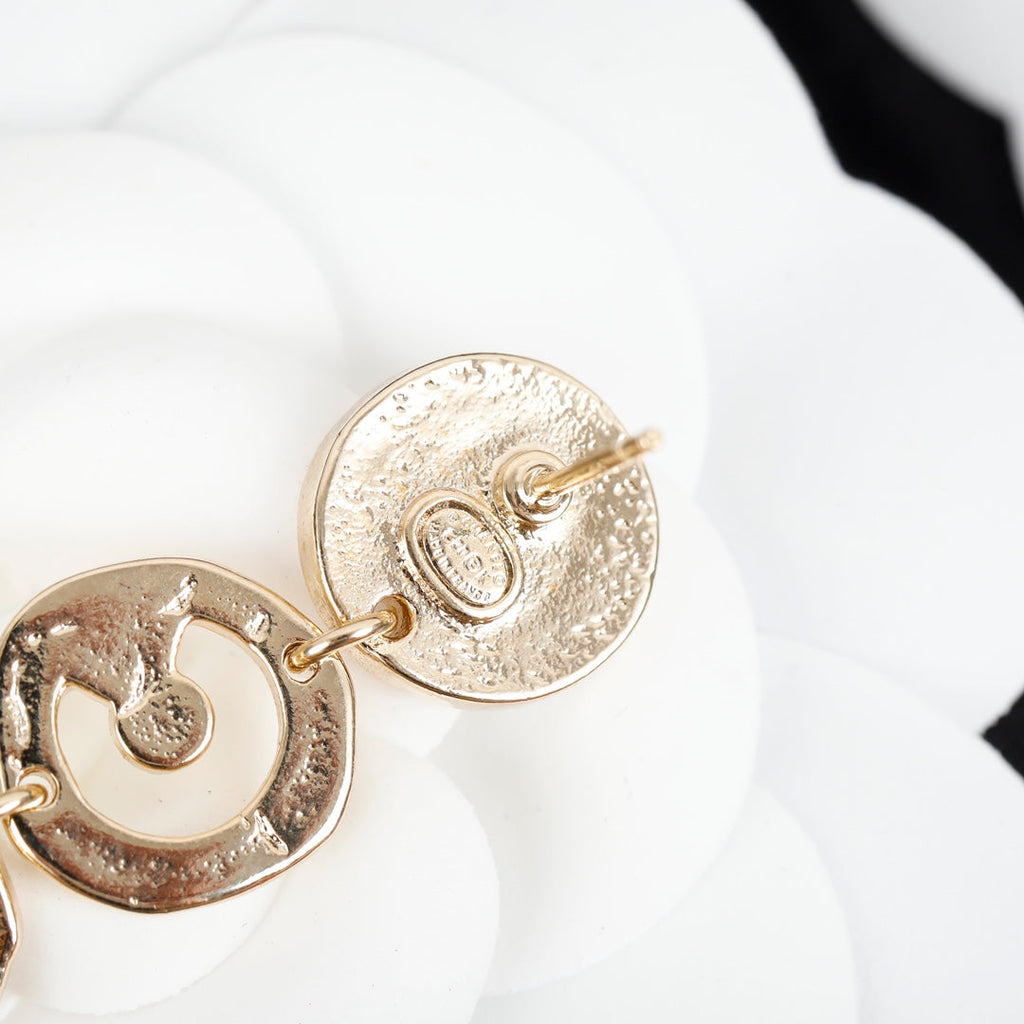 18K  Chanel Script Pendant Earrings