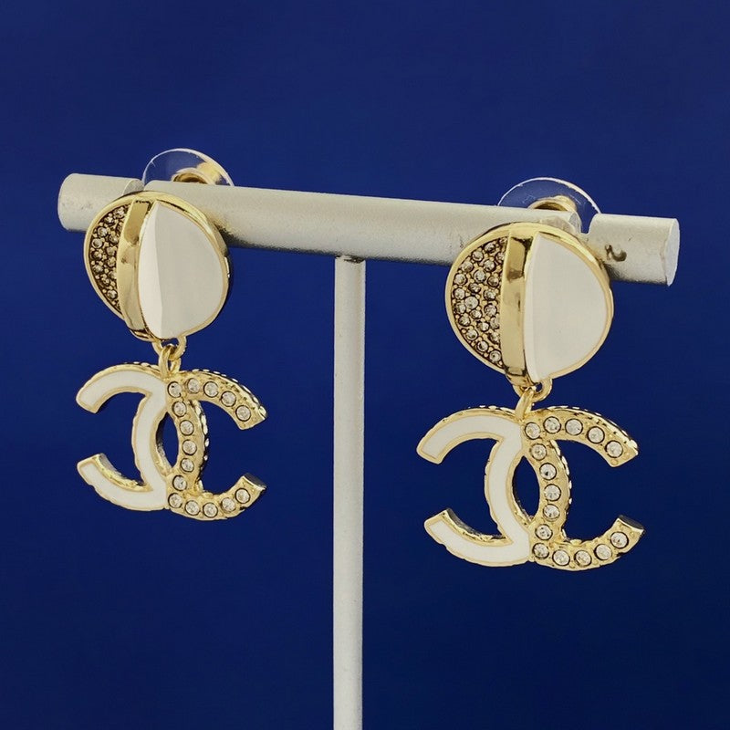 18K  Chanel Half Diamond Earrings