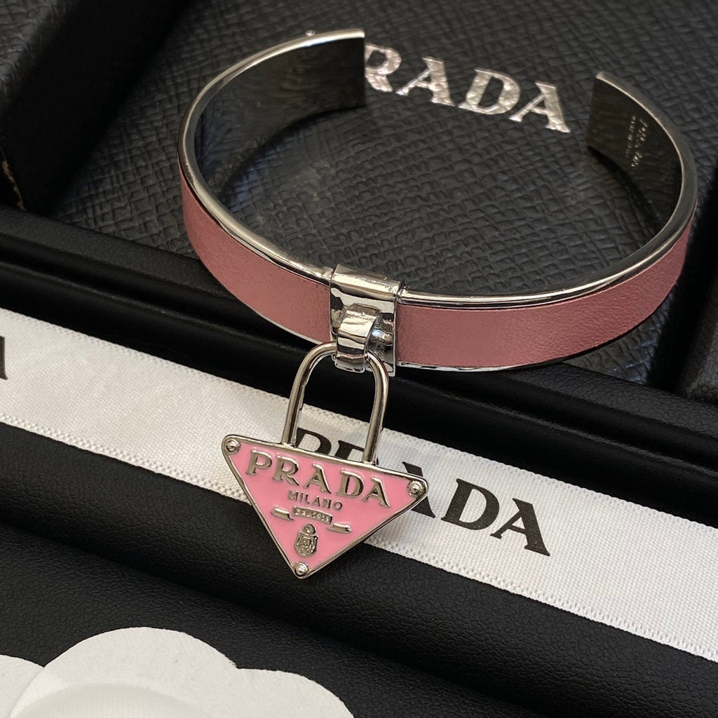 18K Prada Triangle Charm Cuff Bracelet