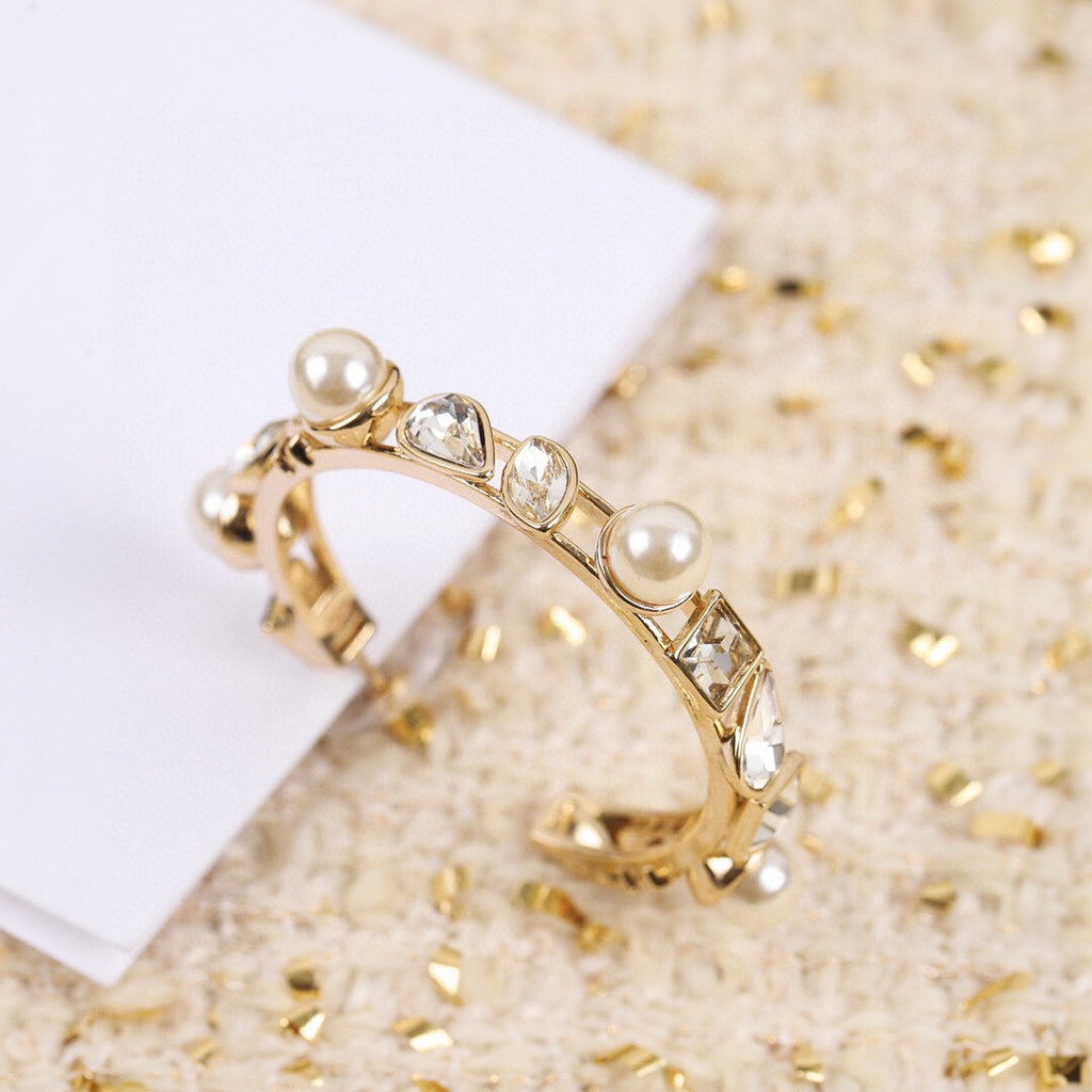18K  Chanel Pearl Crystal Earrings