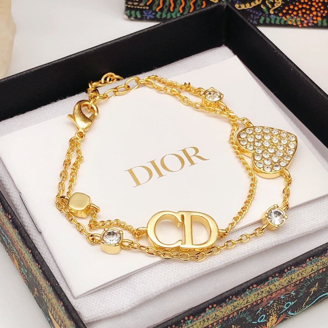 18K Petit Dior Heart Diamonds Bracelet