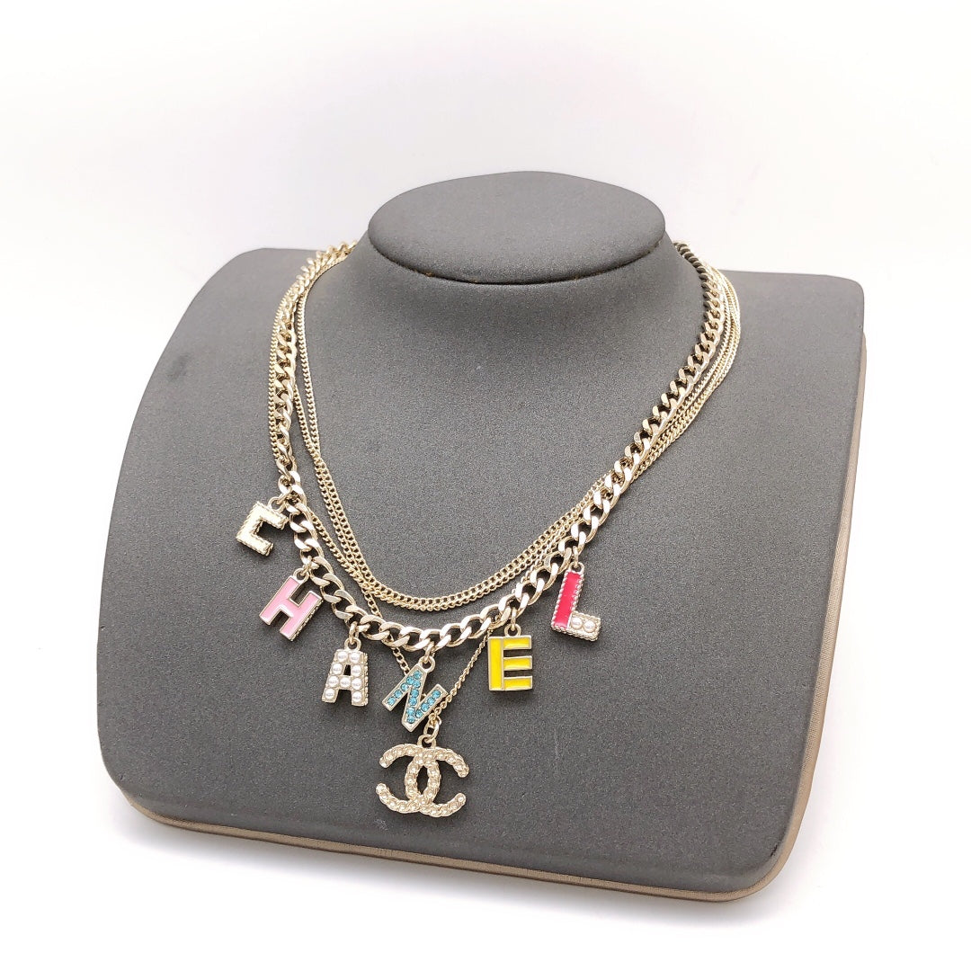 18K  Chanel Color Typo Necklace