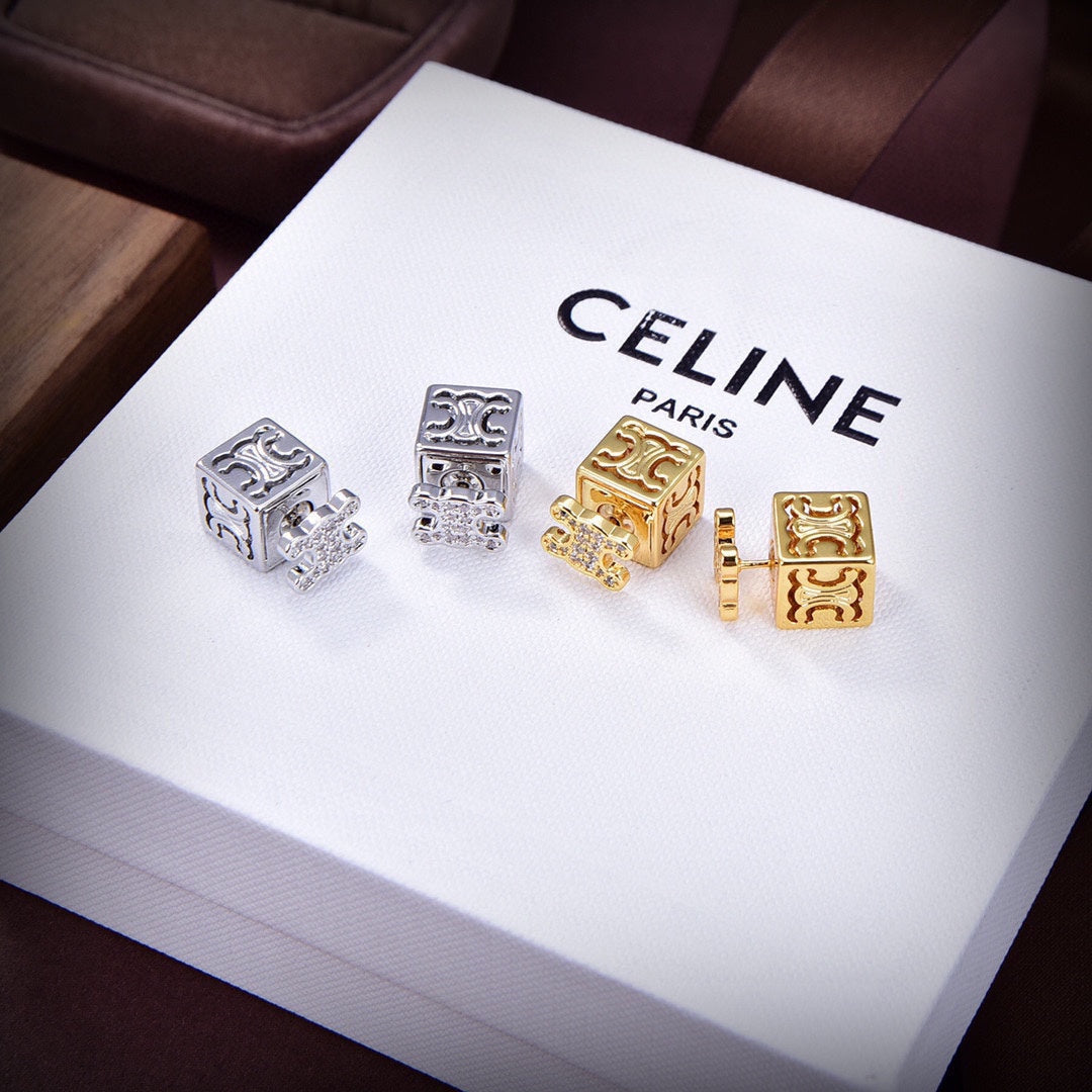 18K Celine Dice Pendant Earrings