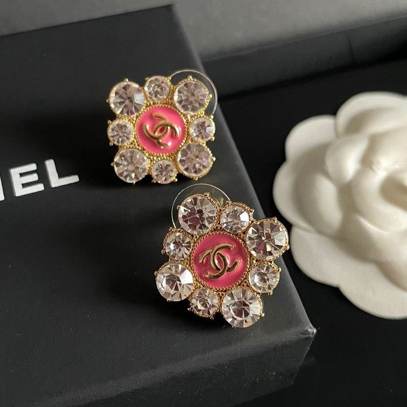 18K  Chanel Color Flower Diamond Earrings