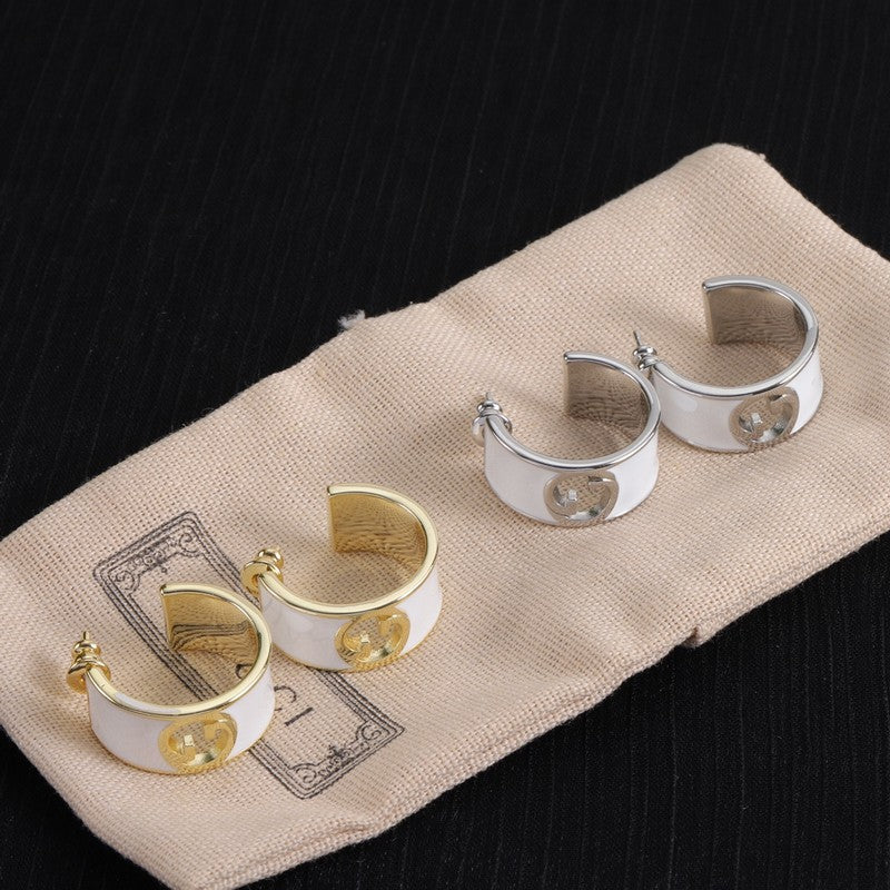 18K Double Gucci Color Enamel Earrings