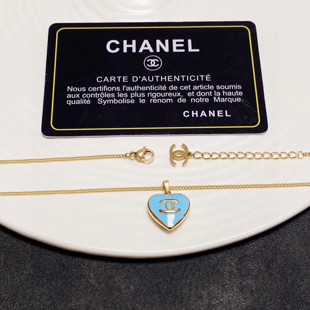18K  Chanel Blue Heart Necklace