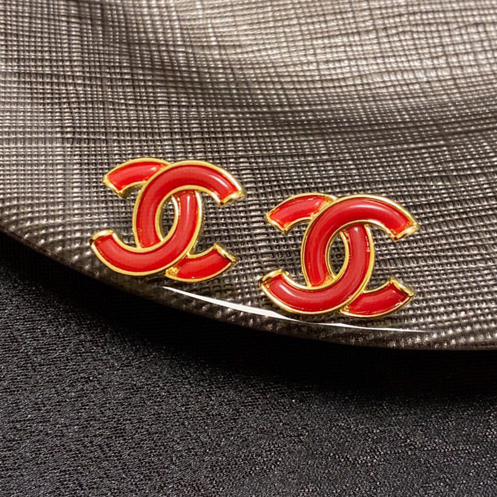 18K  Chanel Red Resin Earrings