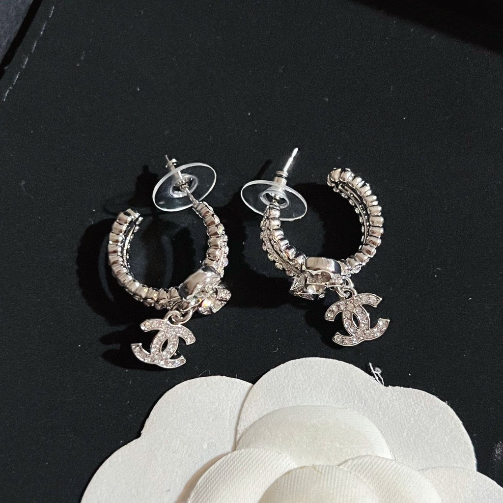 18K  Chanel Diamond Pendant Earrings