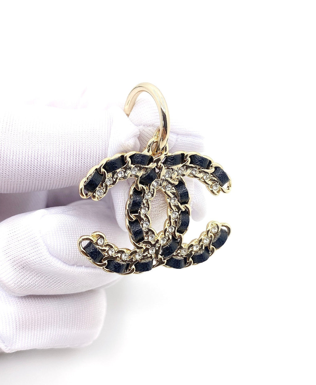 18K  Chanel Pendant Leather Earrings