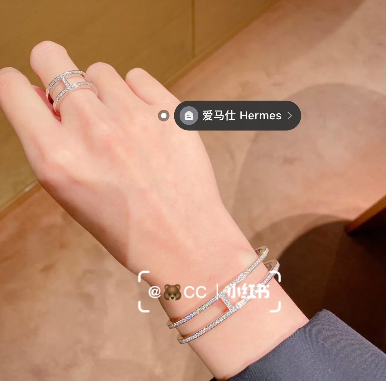 18K Ever Chain D¡¯ancre Cuff Diamond Hermes Bracelet