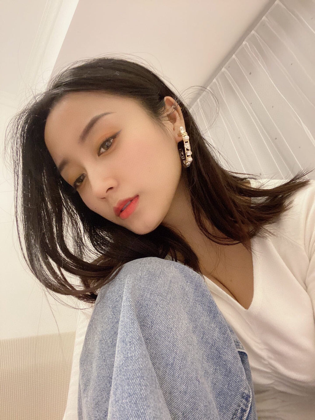 18K  Chanel Pearl Crystal Earrings