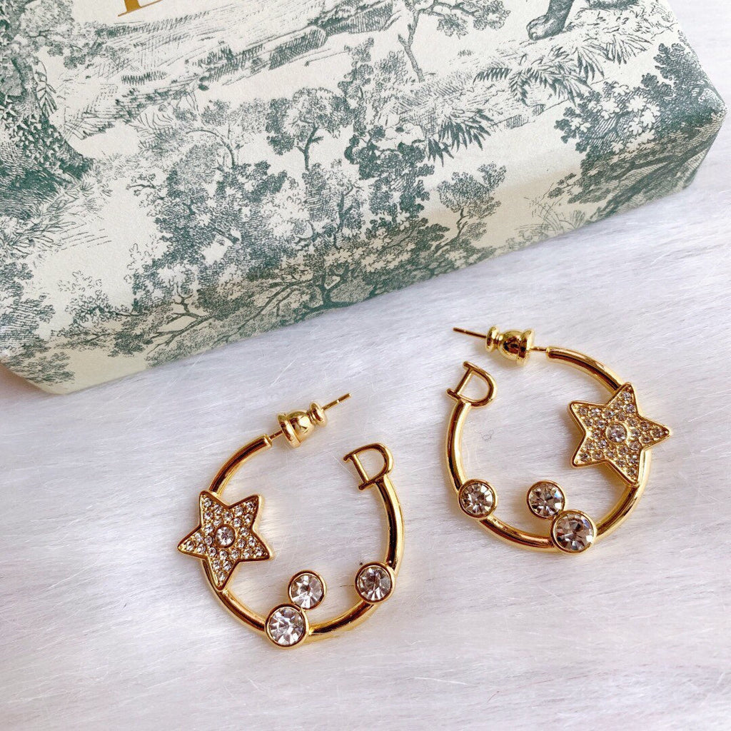 18K Dior Star Pink Crystals Earrings