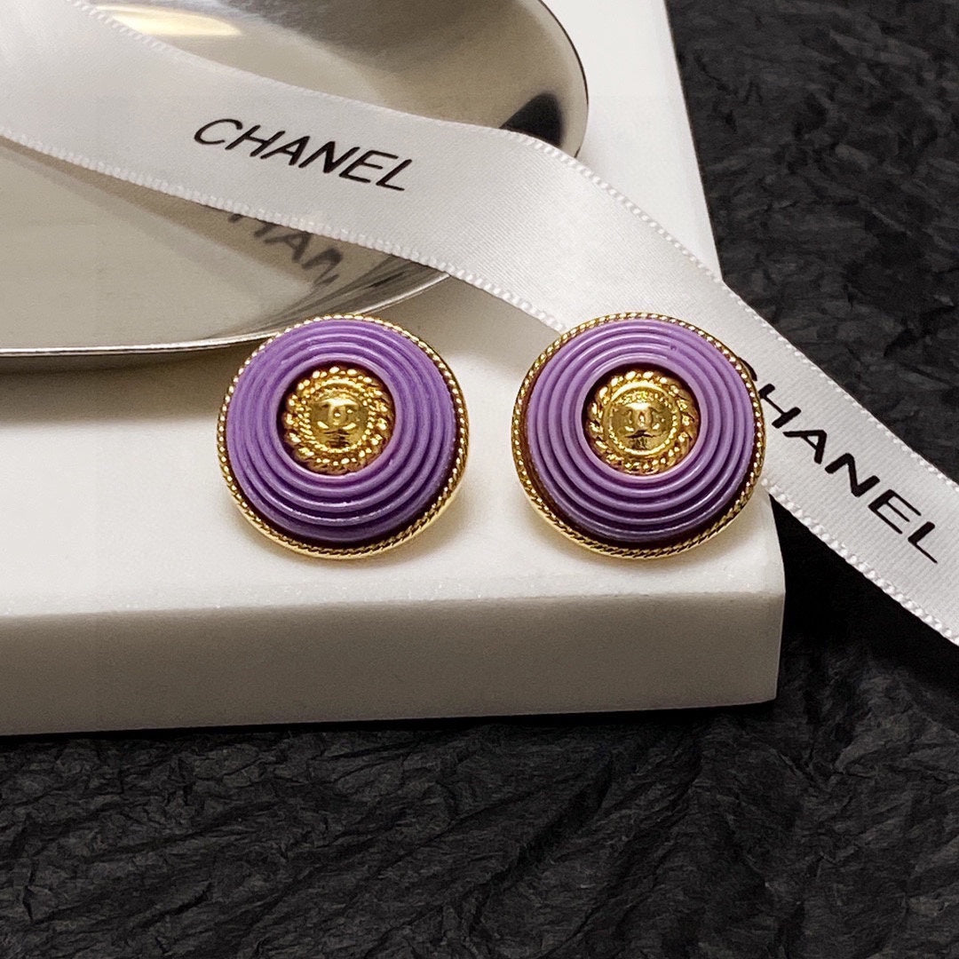 18K  Chanel Purple Resin Earrings