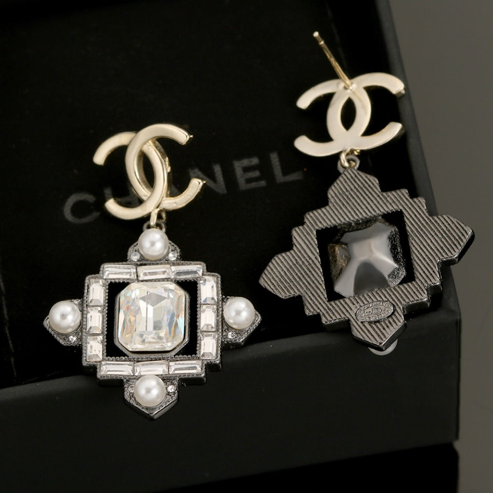 18K  Chanel Crystal Earrings