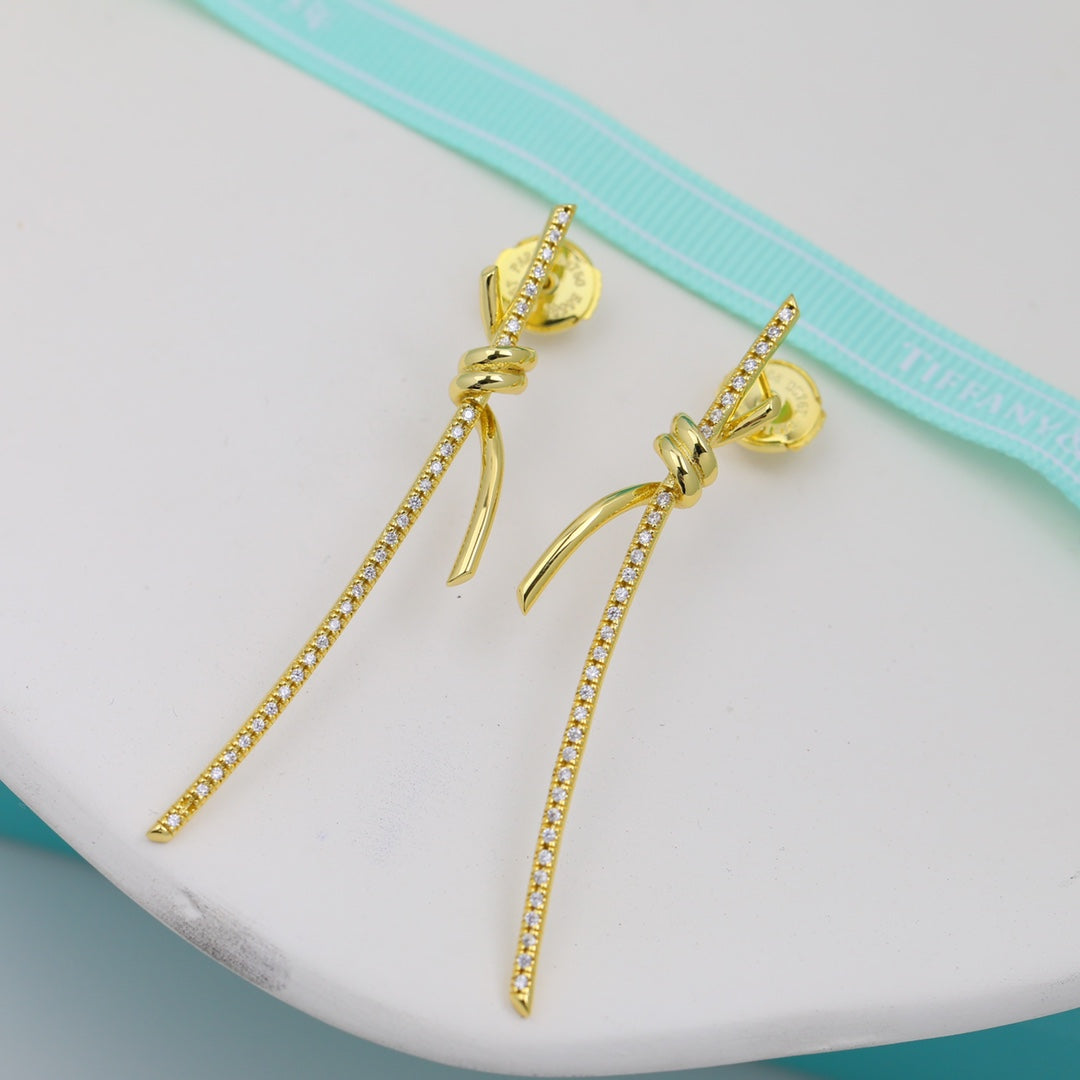 18K Tiffany Knot Drop Diamonds Earrings