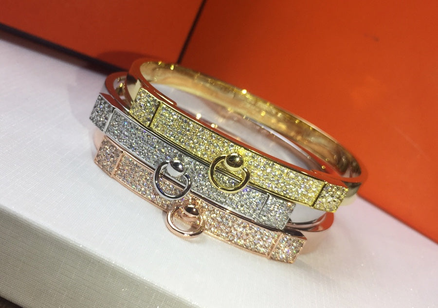 18K Collier De Chien Diamond Hermes Bracelet
