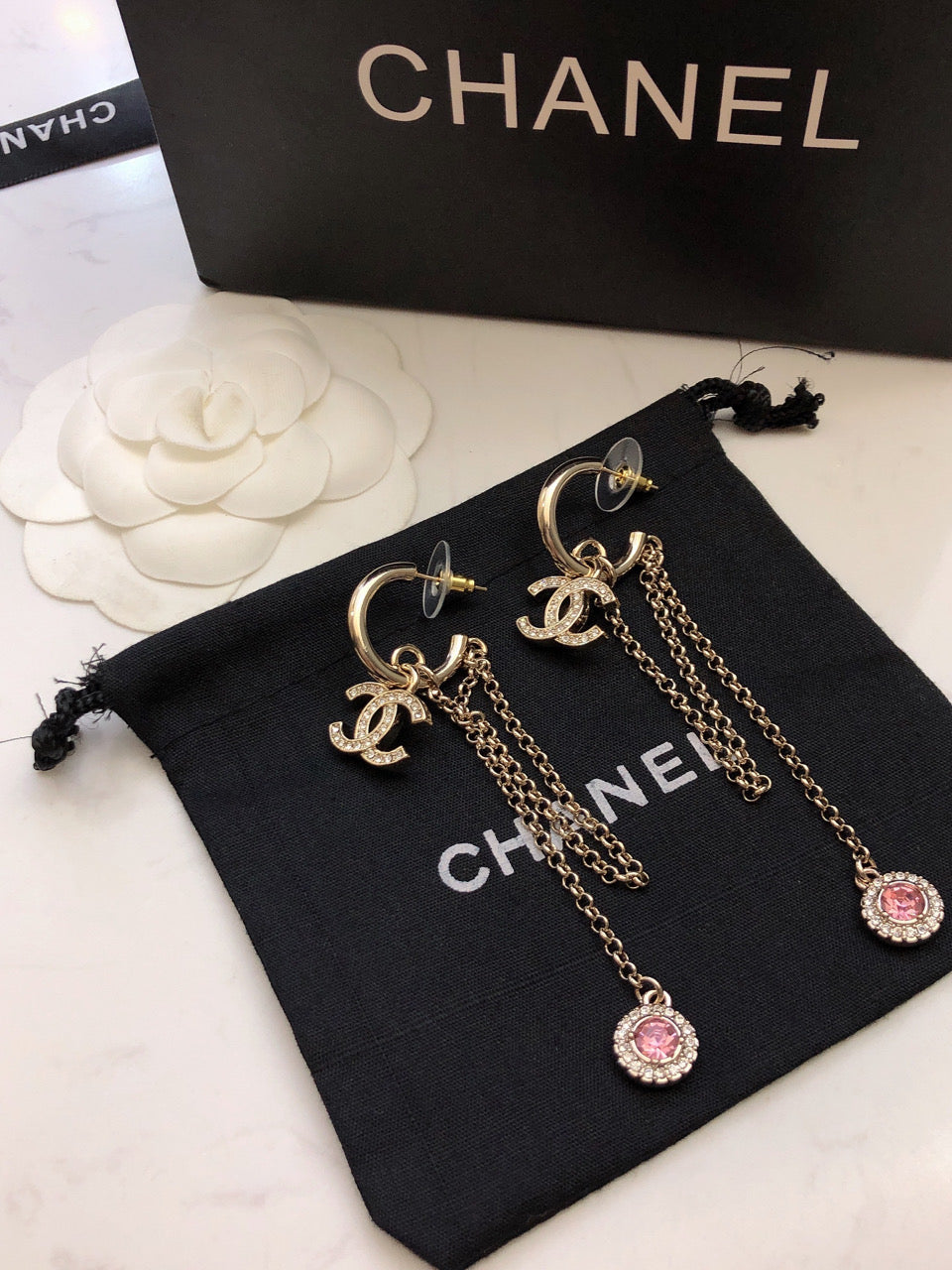18K  Chanel Tassel Crystals Earrings