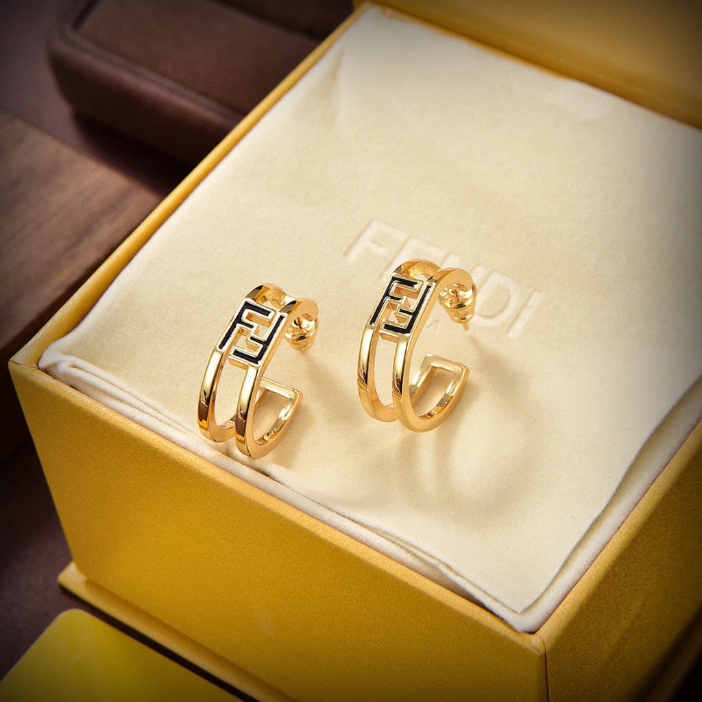 18K Fendi Forever Oval Earrings