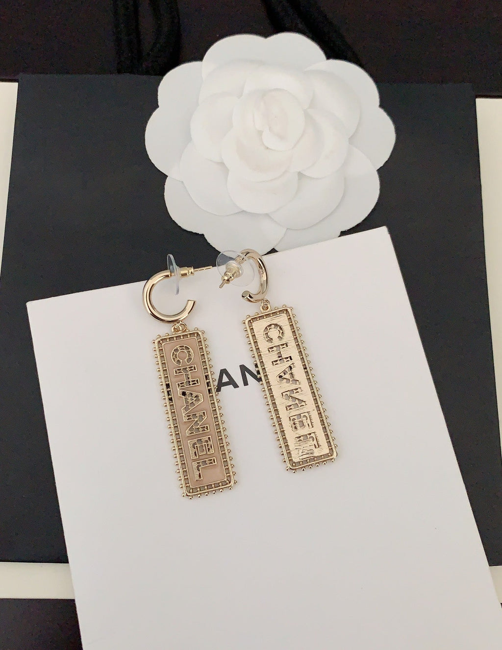 18K  Chanel Typo Drop Earrings