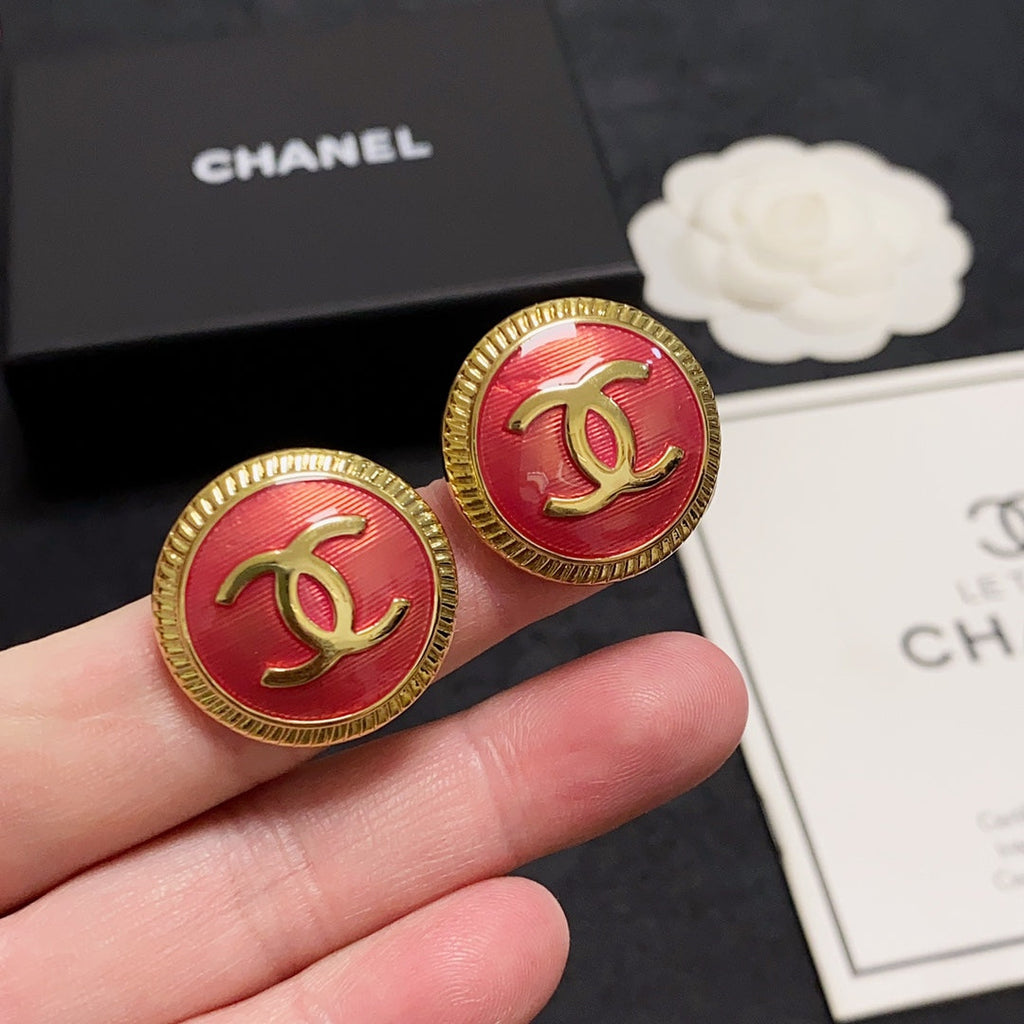 18K  Chanel Red Earrings