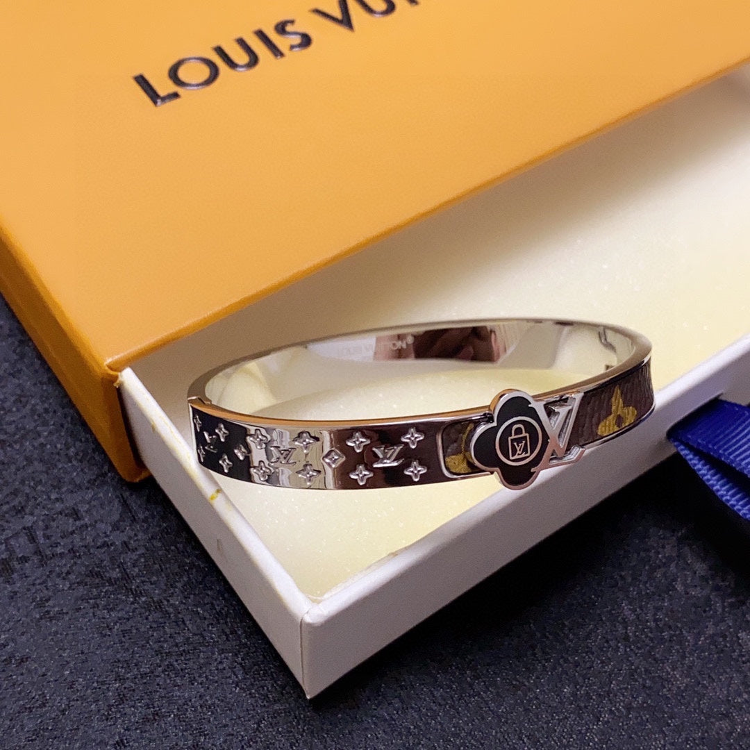 18K Louis Vuitton Leather Lock Bracelet