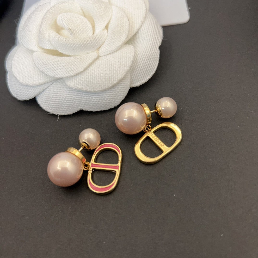 18K Dior 30 Montaigne Rani Pink Pearls Earrings