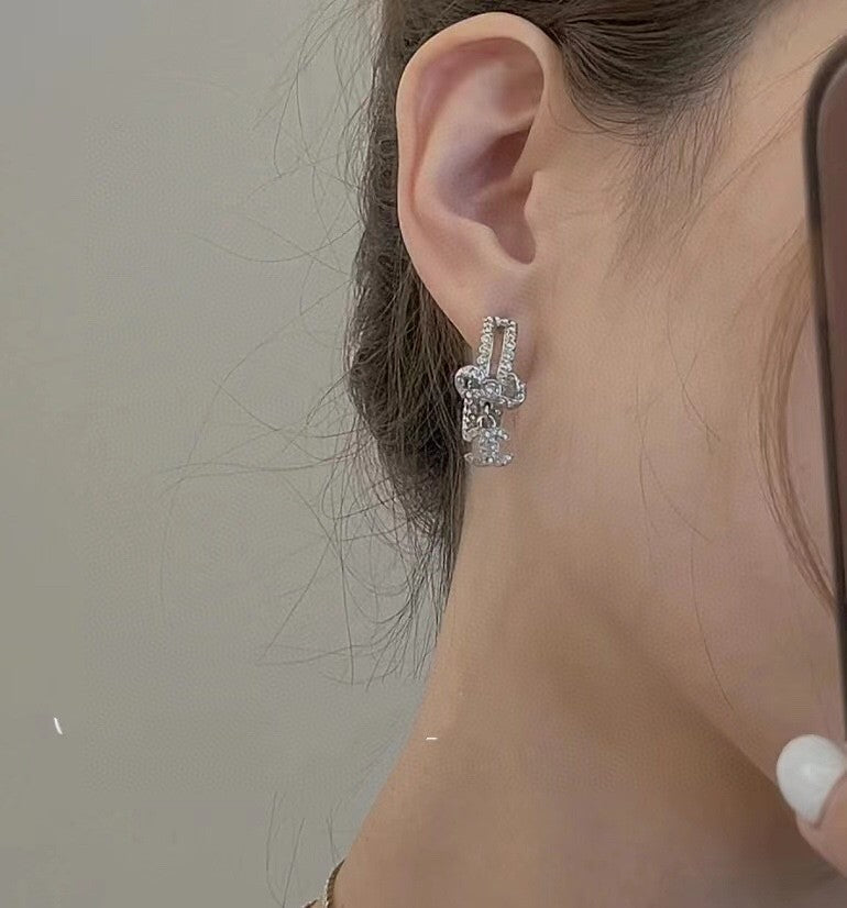 18K  Chanel Diamond Pendant Earrings