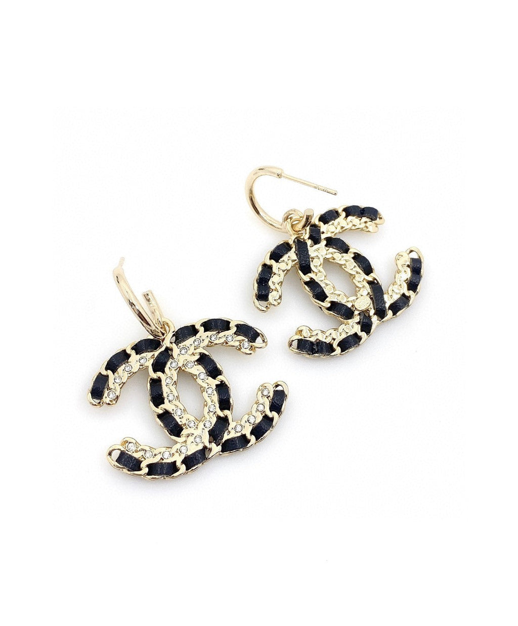 18K  Chanel Leather Earrings
