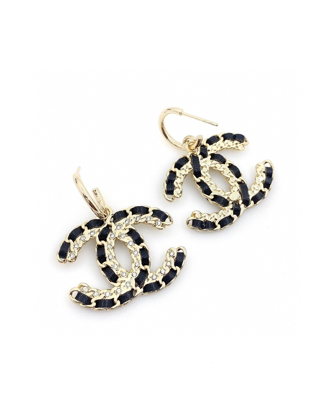 18K  Chanel Leather Earrings