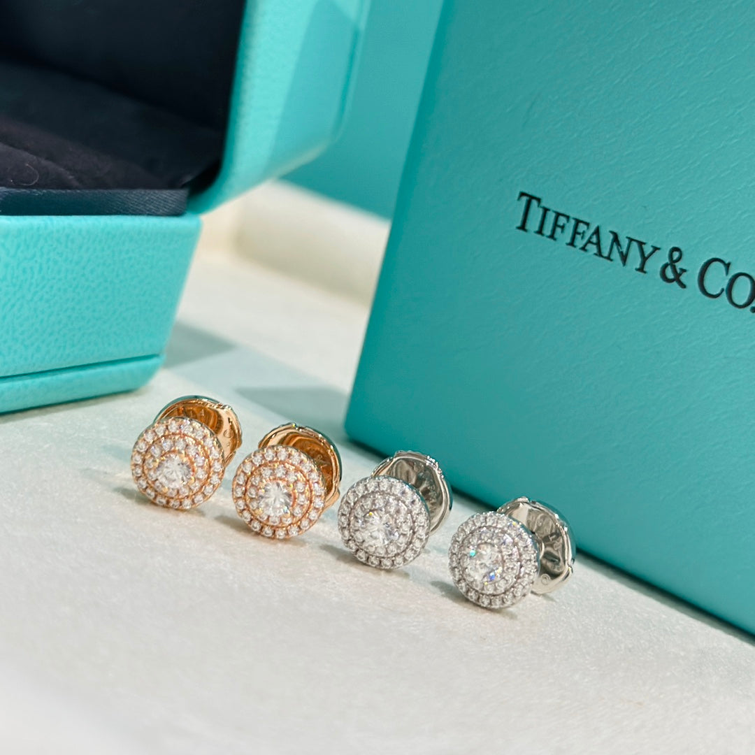 18K Tiffany Soleste Diamonds White Gold Earrings