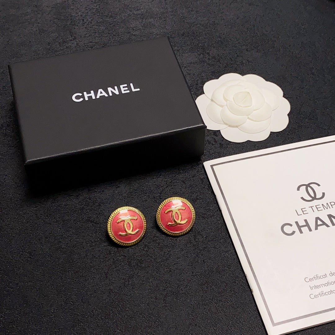 18K  Chanel Red Earrings