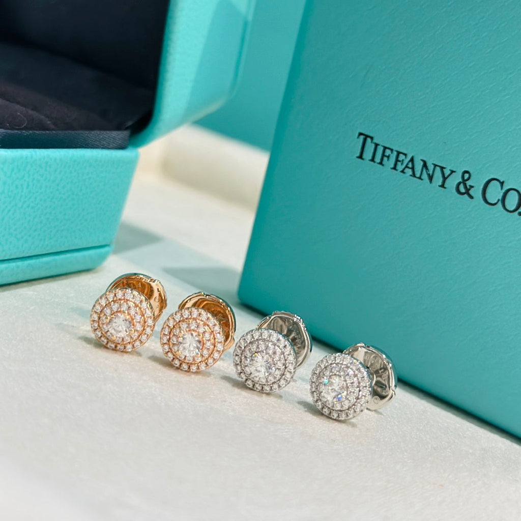 18K Tiffany Soleste Diamonds Rose Gold Earrings